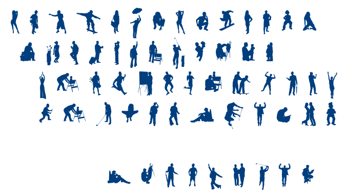 Human silhouettes free seven font